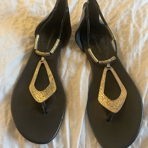 BCBG sandals black and gold